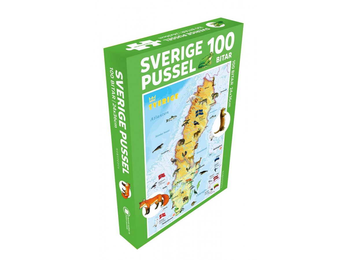 Sverige med djur Pussel 100 bitar Sverige med djur Pussel 100 bitar